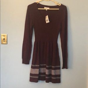 Maroon winter dress.